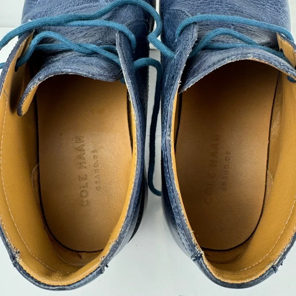 Cole Haan Men’s Great Jones Chukka II Boots Blue Leather Lace Up Size 7.5 Preppy
